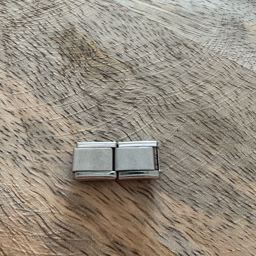 Set of 2 silver color blank Italian charm links - length add on